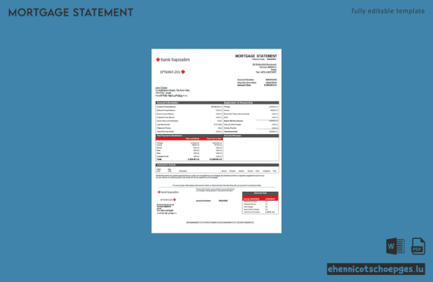Beispiel eines Hypothekenauszugs der Israel Bank Hapoalim (Word- und PDF-Datei)